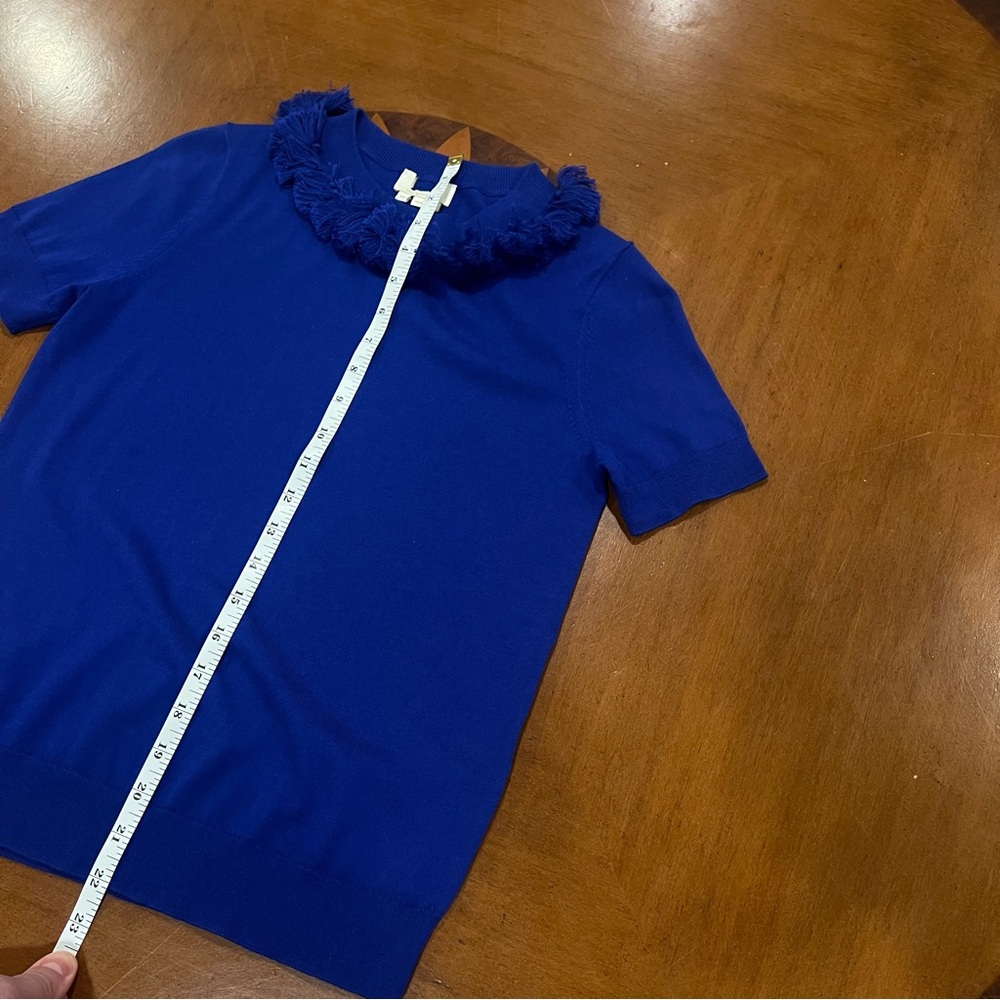 NEW Kate Spade New York Silk Blend Tassel Crewneck Sweater Cobalt Blue XS - Picture 14 of 16